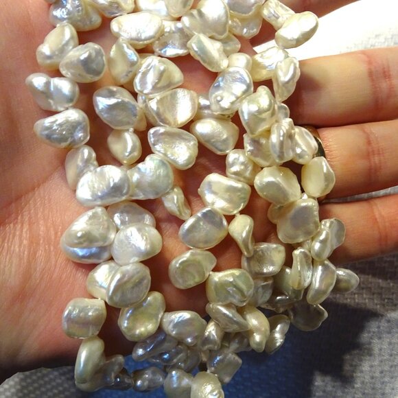 Sprig Three strand Pearl Necklace 17"  Sterling Silver 2" Extension - Picture 7 of 8
